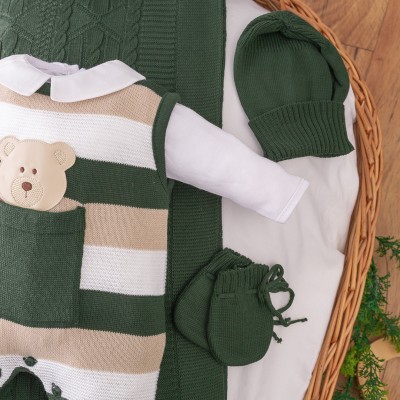  Saída de Maternidade Theodoro - Verde Militar e Bege Novo